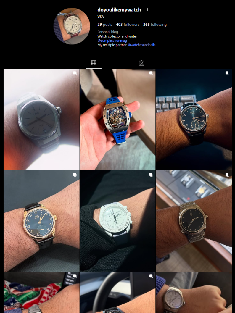 Instagram @doyoulikemywatch